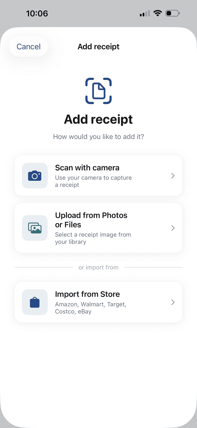 AI Receipt Scanning — Add Receipt